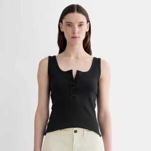 Everlane Women's Selfie Henley Tank, Black - Size M